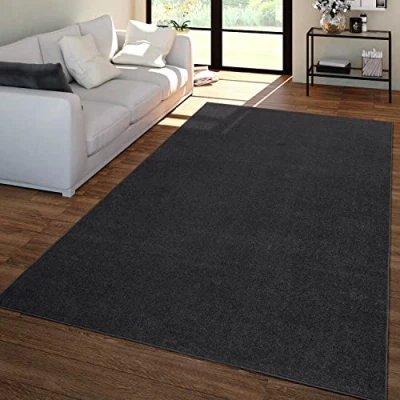 Afbeelding van TT Home Woonkamertapijt, laagpolig, effen, modern en tijdloos, kleur: grijs/zwart, afmetingen: 80 x 150 cm