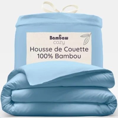 Afbeelding van Bamboe Dekbedovertrek 240 x 220 cm Ultrazacht Lichtblauw Eco Dekbedhoes Luxe Beddengoed Hypoallergeen Puur viscose rayon Ultra ademende Stof Bambaw