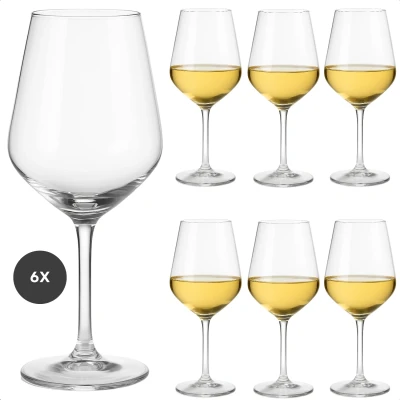 Afbeelding van Cheqo Witte Wijnglazen Set Wijnglas 37cl Kristalglas Perfect voor Wijn 6 Stuks