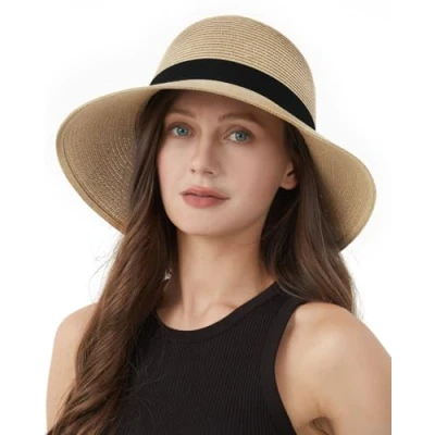 Afbeelding van Zylioo Panama XXL strohoeden, grote zonnehoed voor zomer en strand, met brede rand, anti uv vakantie hoed mannen vrouwen, Kaki L