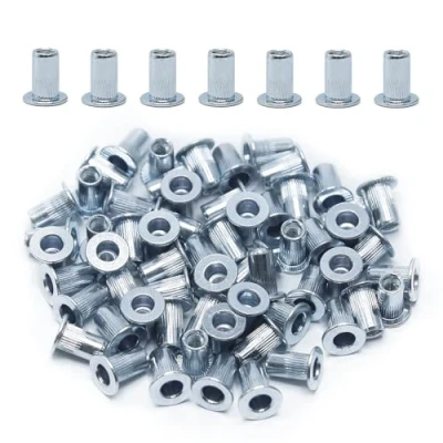 Afbeelding van CCLIFE 60 stuks klinknagelmoeren en blindklinkmoeren M3, 7 mm x 9 mm, verzinkt koolstofstaal, ideale bevestiging voor staal, glasvezel kunststof