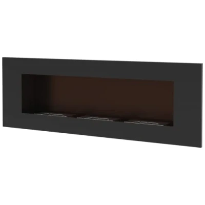 Afbeelding van KRATKI Delta 3 Bio ethanolhaard voor binnen, wand of hoekmontage, 0,6 liter, TÜV getest, staal, 40 x 120 cm, zwart
