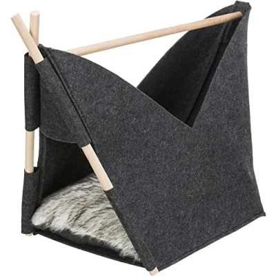 Afbeelding van Trixie Kattenmand Tent Elise Met Kussen Vilt Antraciet 63X30X44 CM