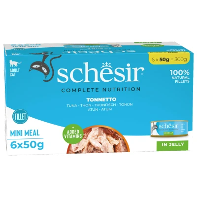 Afbeelding van Schesir Kat Mp Blik Gelei 6x50 g Kattenvoer Tonijn