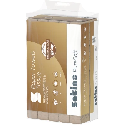 Afbeelding van Handdoek Satino PureSoft PT3 V vouw 2 laags 240x230mm 20x200vel naturel 277540
