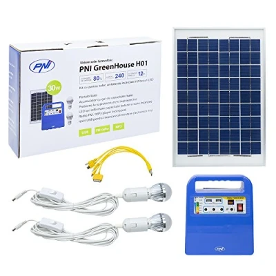 Afbeelding van PNI GreenHouse H01 Draagbare zonne energiegenerator 30 W met 12 V/7 Ah accu, USB/radio/MP3, 2 ledlampen