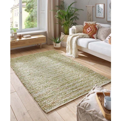 Afbeelding van Wollen Tapijt/Vloerkleed Ursule Groen 90x160 Cm 100% Wol