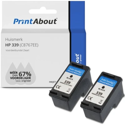 Afbeelding van Huismerk HP 339 (C9504EE) Inktcartridge Zwart Voordeelbundel 2 pack