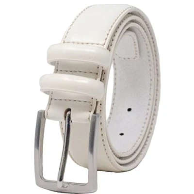 Afbeelding van Ashford Ridge Leren herenriem met dubbele gesp 33 mm, Wit.