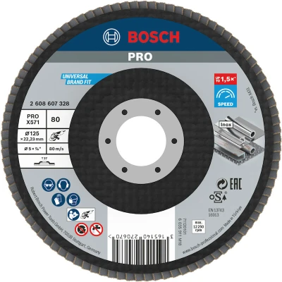 Afbeelding van Bosch lamellenschuurschijf X571 K80 125 x 22,2mm recht