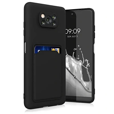 Afbeelding van kwmobile telefoonhoesje geschikt voor Xiaomi Poco X3 NFC / Pro Hoesje met pasjeshouder TPU case in mat zwart
