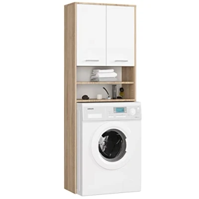 Afbeelding van AKORD Hangkast voor wasmachine, opbergkast 64 x 180 30 cm (b h d), gewicht kg, ombouwkast met 2 deuren, opbergvakken