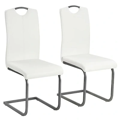 Image de vidaXL Chaises à manger lot de 2 blanc similicuir60624