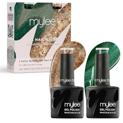 Afbeelding van Mylee Nagellakset, semi permanent, 2 x 10 ml [Christmas Character] UV/LED Nail Art, manicure en pedicure, voor professioneel thuisgebruik [Kerstmis 2024] duurzaam eenvoudig aan te brengen
