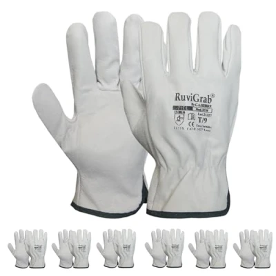 Afbeelding van RuviGrab Lot de 6 paires gants travail en cuir pour homme et femme