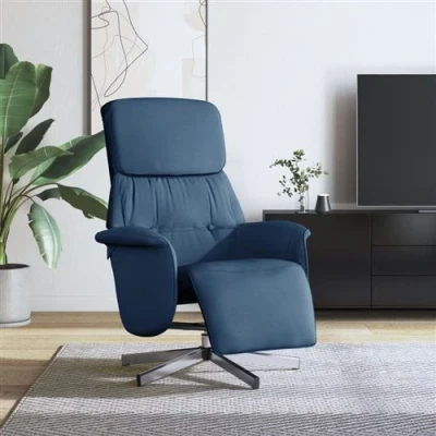 Afbeelding van vidaXL Fauteuil verstelbaar met voetensteun stof blauw