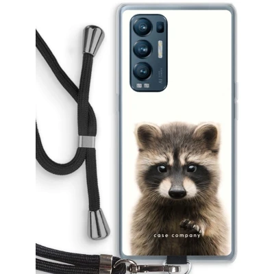 Afbeelding van Case Company® hoesje met Koord geschikt voor Oppo Find X3 Neo Rocco Telefoonhoesje Zwart Bescherming aan alle Kanten en Over de Schermrand