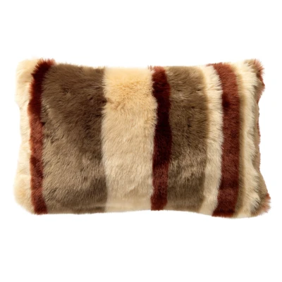 Afbeelding van Dutch Decor CLEO Sierkussen 30x50 cm fluffy kussen met strepen Brandy Brown bruin