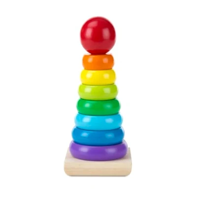 Image de Melissa &amp; Doug Empileur Arc en Ciel, Jouets d&#039;éveil/d&#039;activité et de développement 1er âge bois Montessori, Motricité, Résolution problèmes, Cadeau pour enfants 1 2 3 ans
