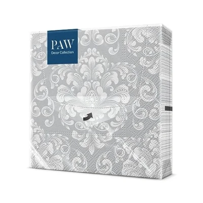 Afbeelding van PAW Papieren servetten, 3 laags (33 x 33 cm) I 20 stuks bruiloften, doopfeesten, verjaardagen zilver de perfecte tafeldecoratie voor speciale gelegenheden (Beautiful Moments Silver)