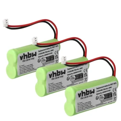 Afbeelding van vhbw 3 stuks 750 mAh (2,4 V) NiMH batterij compatibel met Audioline DECT 5015 mobiele telefoon vervanging voor 08C/CP18NM, BC101276