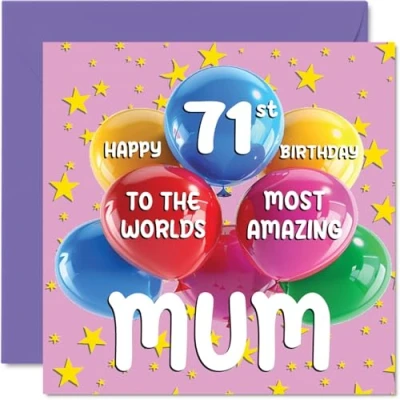 Afbeelding van verjaardagskaart 71e moeder World&#039;s Most Amazing Mum voor verjaardag van dochter en zoon, 145 mm x mm, 71 jaar, wenskaarten