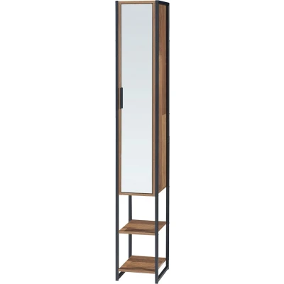 Afbeelding van Badkamerkast Namsskogan kolomkast 160x24x30 cm walnootkleurig en zwart [en.casa]