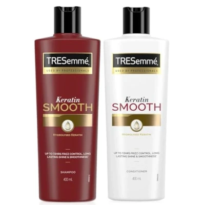 Afbeelding van TRESemmé Keratine Smooth Shampoo en Conditioner, professioneel gebruikt, 2 x 400 ml