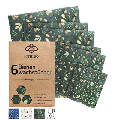 Afbeelding van Bijenwasdoekjes voor levensmiddelen, herbruikbare wasdoeken, bijenwasdoek, vershoudfolie, plasticvrije producten, wasdoek, zero waste papier
