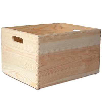 Afbeelding van Creative Deco XXL Grote Houten Doos Kist 40 x 30 24 cm met Handgrepen Kerst, Kerstmis Cadeau