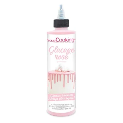 Afbeelding van ScrapCooking Kant en klaar roze glazuur 130g Chocolade sneldrogende smaak Voor gebak, eclair, cake, koekjes, desserts, Dripcake Cake Design 4701