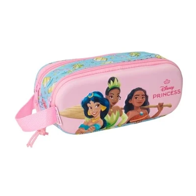 Afbeelding van Pennenetui met 2 vakken Frozen Roze Hemelsblauw 21 x 8 6 cm 3D