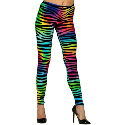 Afbeelding van Widmann Jaren 80 &amp; 90 Kostuum 80s Legging Conny Neon Meerkleurig Vrouw Multicolor Small / Medium Carnavalskleding Verkleedkleding