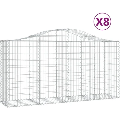 Afbeelding van VidaXL Schanskorven 8 st gewelfd 200x50x100/120 cm ijzer