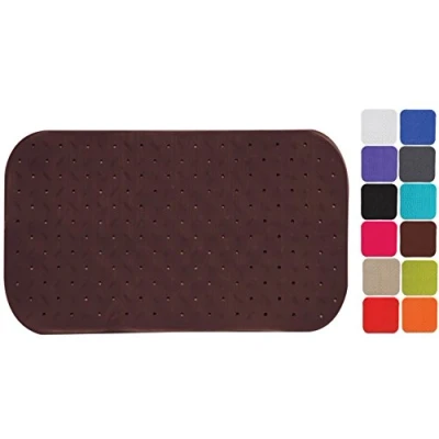 Afbeelding van MSV Douche/bad anti slip mat badkamer rubber bruin 36 x 65 cm met zuignappen