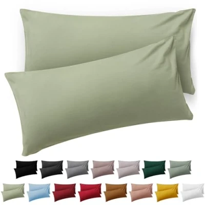 Afbeelding van Blumtal Kussensloop Microvezel Kussenhoes 50 x 70 cm Licht Olijfgroen Set van 2
