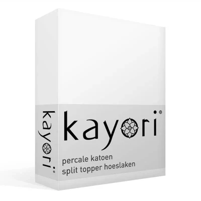 Afbeelding van Kayori Shizu perkal splittopper hoeslaken wit 200/220 (Kleur: Wit)