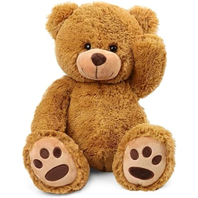 Afbeelding van LotFancy pluche beer, 50 cm, dier, schattig dier met afdrukken, cadeau voor kinderen, meisjes, vriendin, verjaardag koffie