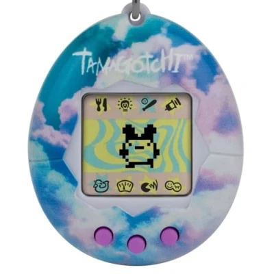 Afbeelding van BANDAI Tamagotchi 42948NBNP Original Gen 2 hoes met hemelsmotief ketting, het originele virtuele huisdier, blauw