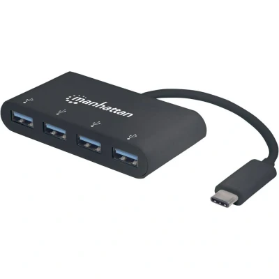 Afbeelding van Manhattan USB hub 3.2 Gen 1 4 poorten Met C stekker Zwart
