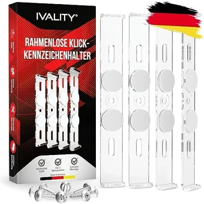 Afbeelding van IVALITY® Universele kentekenplaathouder zonder frame voor 2 Duitse kentekenplaten 100% legaal en geproduceerd in Duitsland