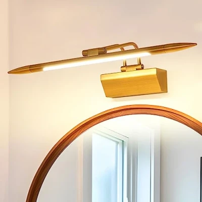 Afbeelding van MantoLite Dimbare led wandlamp voor schilderijen en vitrines, 42 cm, 6 W, leeslampen, messing, mat, binnenverlichting, IP44, 4000 K, ijdelheidsspiegel, wandlamp, badkamer