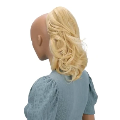 Afbeelding van PrettyShop haarverlenging, gevlochten, paardenstaart, volume, golvend, 30 cm, lichtblond/geel, H132