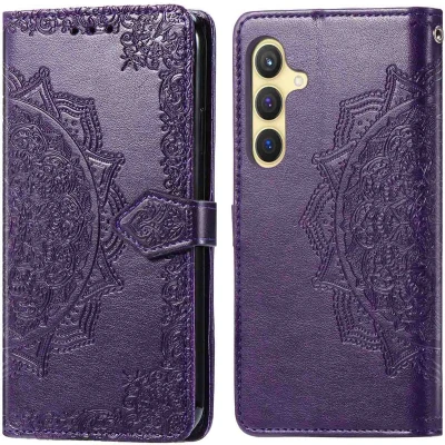 Afbeelding van imoshion Hoesje Geschikt voor Samsung Galaxy S25 Met Pasjeshouder Mandala Bookcase Paars