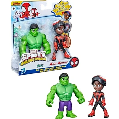 Image de Spider Man Spidey and His Amazing Friends F2245 Pack 2pcs Figurines articulées 10cm Hulk &amp; Miles Morales