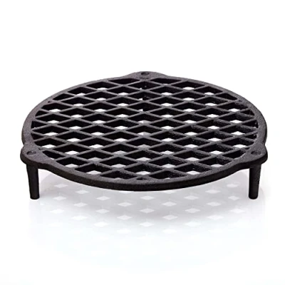 Afbeelding van BBQ Nerd Stapelbaar gietijzeren rooster, Ø 26 cm, voor 7,3 en 9 l pannen, gebruik stomen in Nederlandse oven, grillrooster, onderzetter