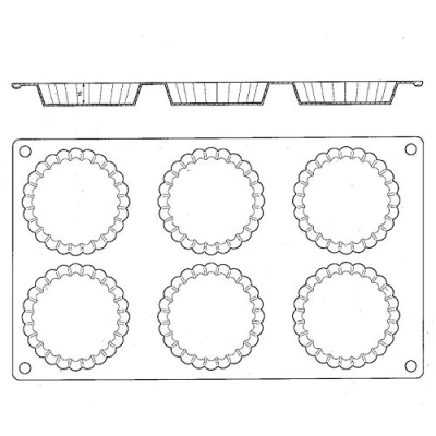 Image de Plaque de 6 tartelettes cannelées en silicone Gastroflex Matfer