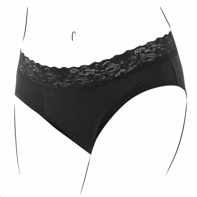 Afbeelding van Menstruatie Ondergoed Mid Heup Zwart