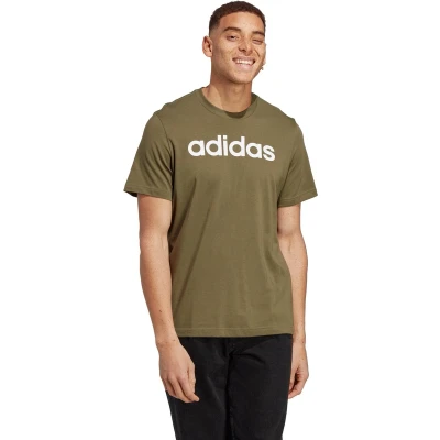 Afbeelding van adidas Sportswear Essentials Linear Tshirt print, Heren, Maat: Large, Olive strata
