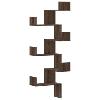 Afbeelding van Hoekwandschap 45x45x147 cm bewerkt hout bruin eikenkleurig